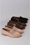 Seç 2150 Haki̇ki̇ De Leather Adin Bab Ballet Flats Shoes Black Suede - 8