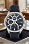 Sports and Modern Men's Wristwatch |   45 mm Steel Case, Navy Blue Leather Strap, Dark Blue Dial - 4