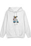Vespa Snoopy Printed Hooded Half Oversized Sweatshirt White Hoodie 1145