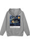 Van Gogh Starry Night Back Printed Hooded Half Oversized Sweatshirt Gray Hoodie 1243