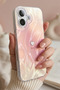 iPhone 16 Compatible Pink Feather Wave Patterned Small Heart Design Impact Protective Phone Case - 4