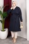 Trench Coat Belt in Unlined with Epaulette Detail - Hijab Trench Coat (110cm) - Navy Blue - 4