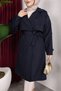 Trench Coat Belt in Unlined with Epaulette Detail - Hijab Trench Coat (110cm) - Navy Blue - 3