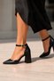 Women's Ankle-Tie Heeled Shoes Genuine Black Leather