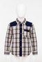 Boys’ Checkered Multi-Color Long Sleeve Shirt Plaid Contrast Shoulders | Sizes 2-12Years | MH - 4