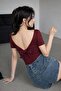 Sally Women's White Backless Bow Detail Blouse Stretch Fabric Viscose Stylish Basic Body - 3