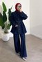 Epaulettes Buttons on the Sleeves Bottom Top Denim Set - 3