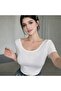 بلوزة نسائية بيضاء من SALLY مكشوف الظهر تفاصيل فيونكة قماش قابل للتمدد فيسكوز بتصميم أنيق أساسي - 2