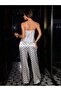 Lace Piece Polka Dot Piece Satin Pajama Set - 4