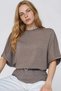Women's brown boat neck Belt Detail knitted blouse alc-x15403 - 2