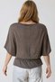 Women's brown boat neck Belt Detail knitted blouse alc-x15403 - 5
