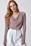 Powder Degaje Collar Padded Transparent Knitted Blouse Alc-X15335 - 2