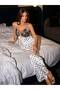 Premium Satin Polka Dot Printed Lace Piece Pajama Set - 7