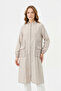 Safari Cap Jacket with Snap Collar Detail and Ruffles 817 Stone - 3