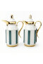 Premium 2-Piece Vacuum Flask Set 1+1 L White & Gold with Green Accent Model 1