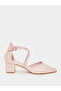 Pink Satin Block-Heel Court Shoes