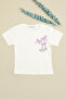 Bow Embroidered Crew Neck Girls' T-Shirt
