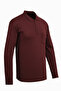 Men's Polo Collar Long Sleeve Pocketed Seasonal Claret Red Combed Cotton Sweat Classic Pattern - 5306 - 3