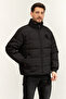 Ls Chenille Stand Collar Puffer Men's Puffer Jacket Black - 2