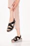 Genuine Leather Comfort Sole Comfortable Daily Sandals Imk.2101 Black - 5