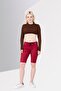Women Boyfriend Fit Plain Denim Shorts, Maroon - 3