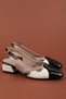 Women's Genuine Leather Color Combination Short Set Heeled Shoes Vdt.06 Black Combination - 5