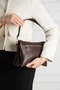 Women's Brown 7-Compartment Crossbody Leather Shoulder Bag — Multi-Compartment Zippered Daily Use Hand and Shoulder Bag - 2