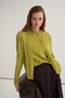 Women's Viscose Knitwear T-Shirt Cardigan Set Oil Green - 2