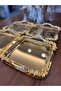 2 Pieces Gold Presentation Tray with Gold Handles for Serving Japanese Rose & Coffee & Cake/Pastries 21 cm - 2