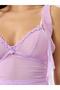 Purple Mesh Lace Trim Slip Dress with Thong - 3