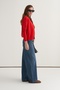 Women's Viscose Knitwear T-Shirt Cardigan Set Red - 7