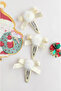 2-Piece Cream Pompom Gold Snap Buckle - 2