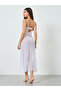 White Mesh Slit Cut Butterfly Detail Cami Dress with Brief Set - 6