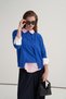 Women's Viscose Knitwear T-Shirt Cardigan Set Cobalt - 4