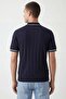 Striped Patterned Zippered Polo Collar Regular Fit Knitted Fine Knit Men's T-Shirt - 3