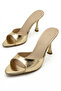 Women's Pointed Toe Thin High Heeled Metallic Gold Evening Dress Slippers - 4