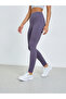 Purple Broad Waist Side Pocket Leggings - 2