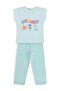 Mermaid Printed 2-5 Years Old Pajama Set - Green