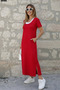 Women's Viscose Dress with Slit Detail and Crew Neckline, Athlete-Look Style - 3