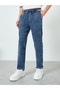 Men Washed Chambray Trousers with Cut and Sew Detail - 3