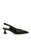 Knitted Detail Genuine Leather Heeled Shoes 013 Black Leather /Black Patent Leather