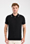 AClub Sierra Örme Kumaş Viskon Karışımlı Slim Fit Siyah Polo Yaka Erkek Düz Polo Shirt