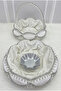 White Bridal Henna Night Tray Basket Set, Silver Shiny Stone Decorated, Engagement, Wedding, Marriage, Promise