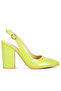 Women's Slingback High Block Sandals in Lime Green - 2