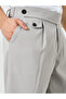 Men Grey Slant Pocket Pleated Straight Leg Pants - 4