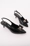 Loresta Bowknot Gold Detailed Pointed Toe Open Back Women's Shoes Heeled Shoes