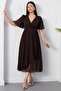 Double-Breasted Collar Short Sleeve Ruffled Dress 2026-4520 - 4