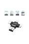 4 In 1 Lightning Type-C Micro USB Card Reader Black - 2