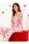 White Color Heart Pattern Shirt Collar Milan Fabric Spring Long Sleeve Buttoned Women's Pajama Set - 2