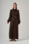 Scarf Detailed Lined Dress 2028 Mocha - 4
